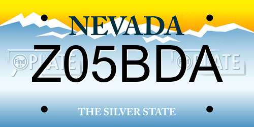 Z05BDA Nevada License Plate
