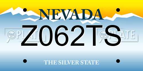 Z062TS Nevada License Plate