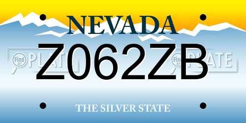 Z062ZB Nevada License Plate