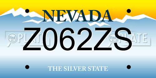 Z062ZS Nevada License Plate