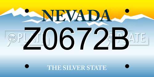 Z0672B Nevada License Plate
