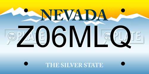 Z06MLQ Nevada License Plate