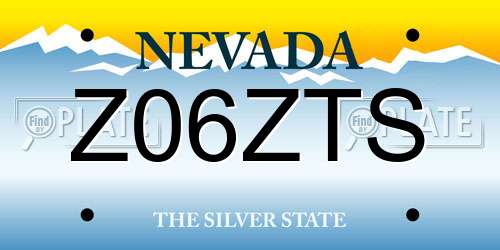 Z06ZTS Nevada License Plate
