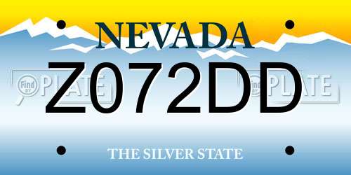 Z072DD Nevada License Plate
