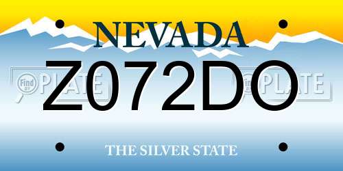 Z072DO Nevada License Plate