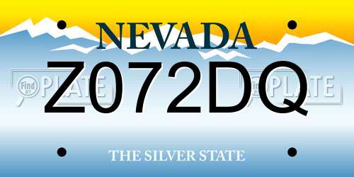 Z072DQ Nevada License Plate