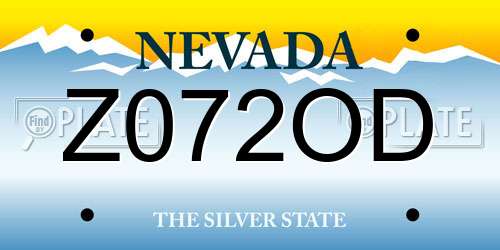 Z072OD Nevada License Plate