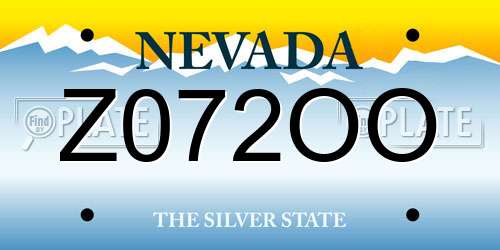Z072OO Nevada License Plate