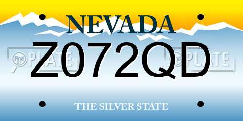 Z072QD Nevada License Plate