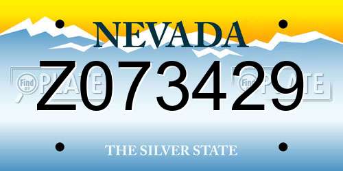 Z073429 Nevada License Plate