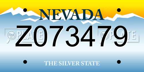 Z073479 Nevada License Plate