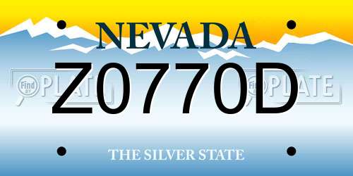 Z0770D Nevada License Plate