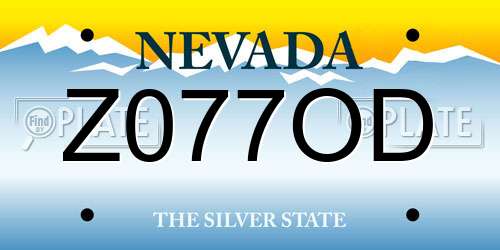 Z077OD Nevada License Plate