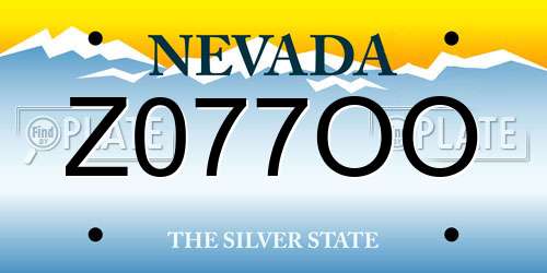 Z077OO Nevada License Plate