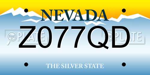 Z077QD Nevada License Plate