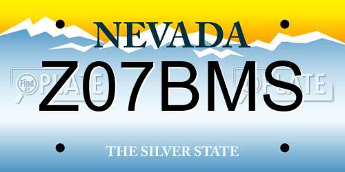 Z07BMS Nevada License Plate