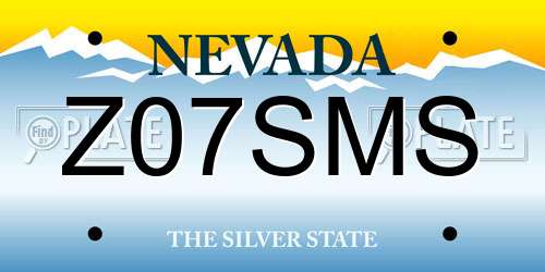 Z07SMS Nevada License Plate