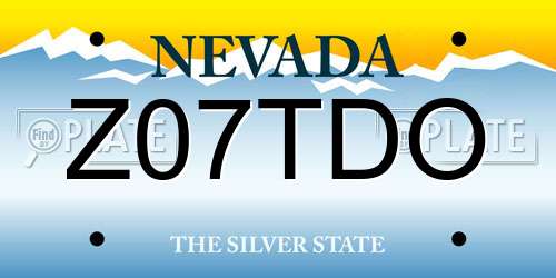 Z07TDO Nevada License Plate