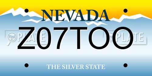 Z07TOO Nevada License Plate