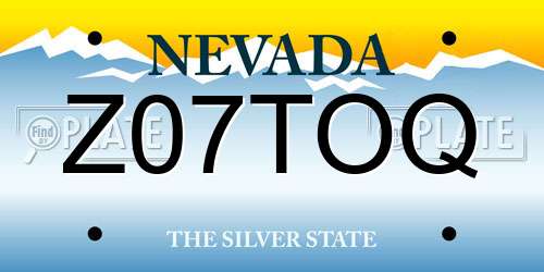 Z07TOQ Nevada License Plate