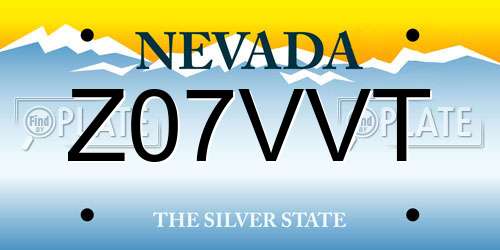 Z07VVT Nevada License Plate