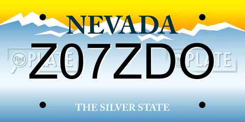 Z07ZDO Nevada License Plate