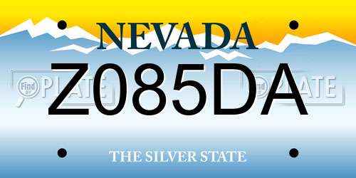 Z085DA Nevada License Plate