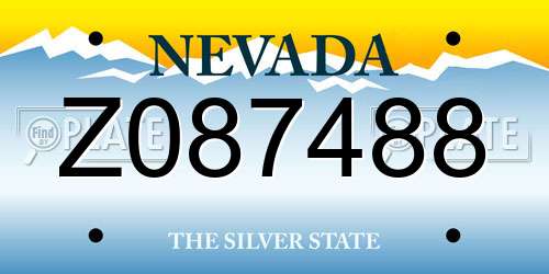 Z087488 Nevada License Plate