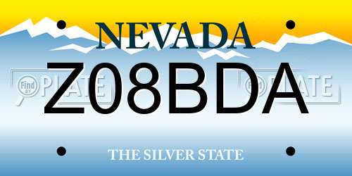 Z08BDA Nevada License Plate