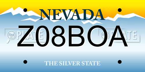 Z08BOA Nevada License Plate