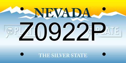 Z0922P Nevada License Plate