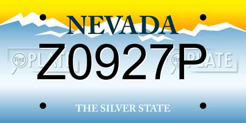 Z0927P Nevada License Plate