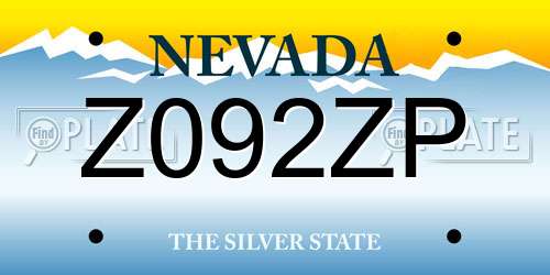 Z092ZP Nevada License Plate
