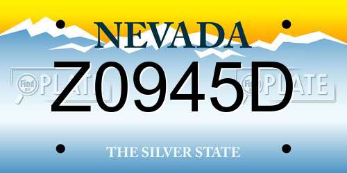 Z0945D Nevada License Plate