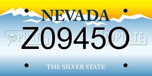 Z0945O Nevada License Plate