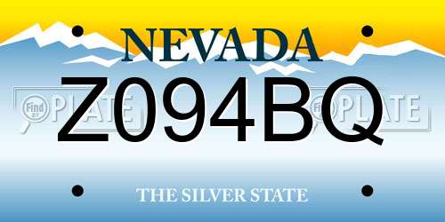 Z094BQ Nevada License Plate