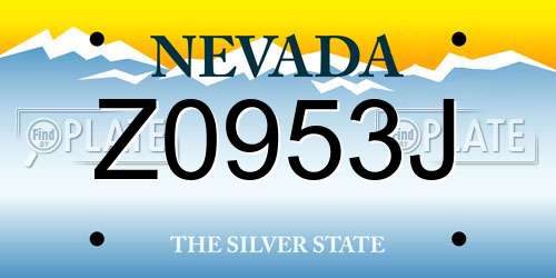 Z0953J Nevada License Plate