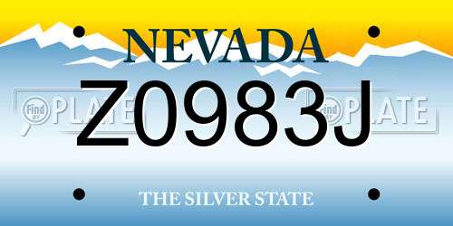 Z0983J Nevada License Plate