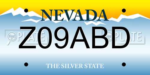 Z09ABD Nevada License Plate