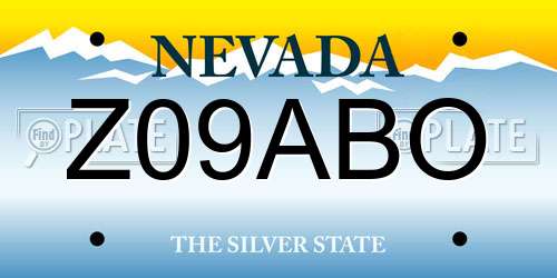 Z09ABO Nevada License Plate