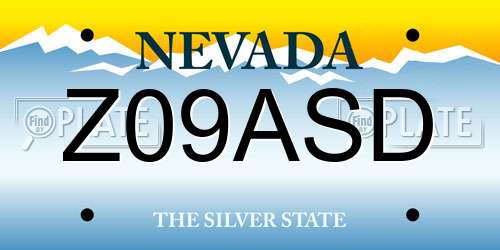 Z09ASD Nevada License Plate