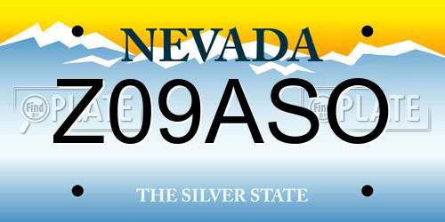 Z09ASO Nevada License Plate