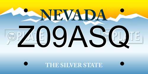 Z09ASQ Nevada License Plate
