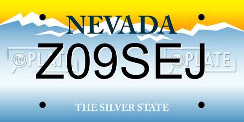 Z09SEJ Nevada License Plate