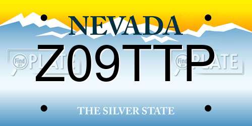 Z09TTP Nevada License Plate