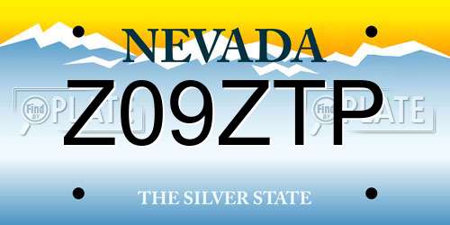Z09ZTP Nevada License Plate
