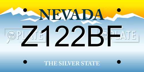 Z122BF Nevada License Plate