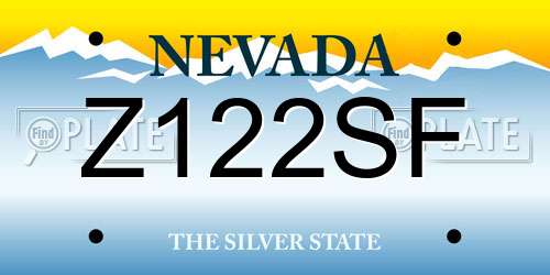 Z122SF Nevada License Plate
