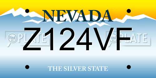 Z124VF Nevada License Plate