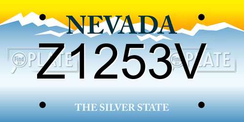 Z1253V Nevada License Plate